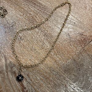 Gold Chain Necklace with Black Pendant